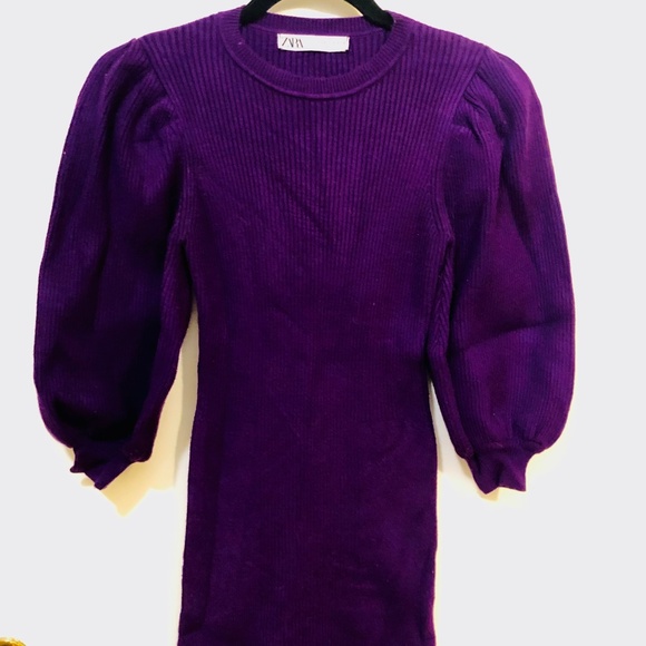 Purple Midi Sweater Dress - Picture 1 of 6